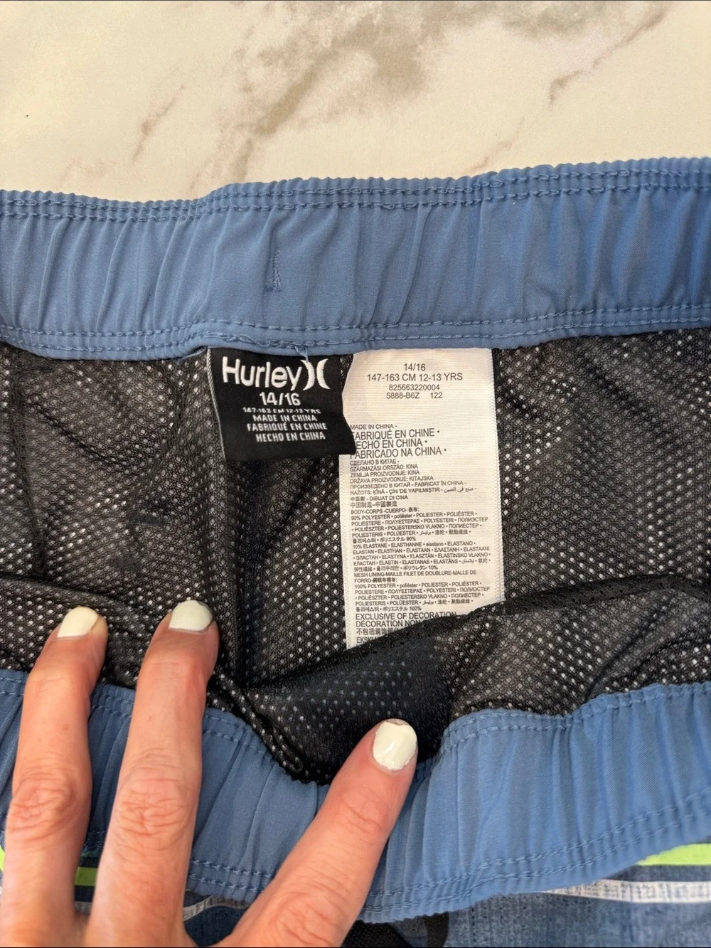 Hurley Boys Blue & Green Striped Swim Trunks